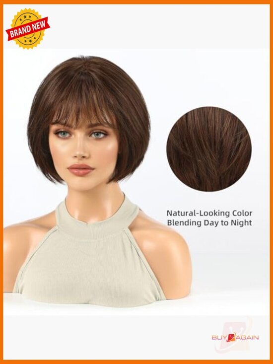 Short Bob Human Hair Wig with Bangs – Soft & Natural for Everyday Wear